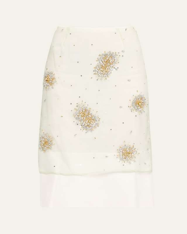 Beaded Organza Triumph Midi Skirt